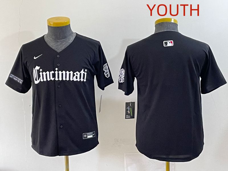 Youth 2025 Cincinnati Reds Blank Black Five generations Joint Name Nike MLB Jersey style 4